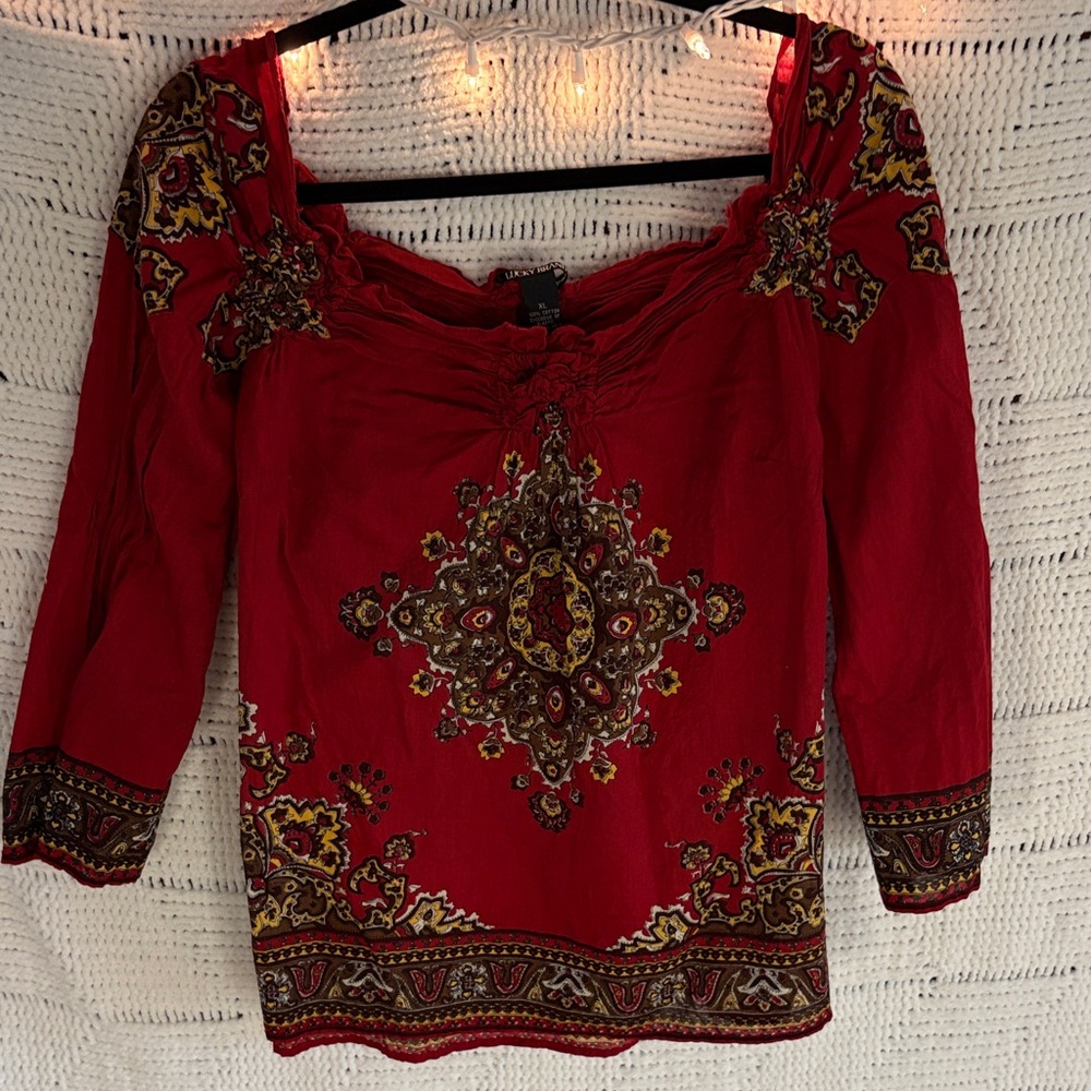 Lucky Brand Red Boho Medallion Tunic
